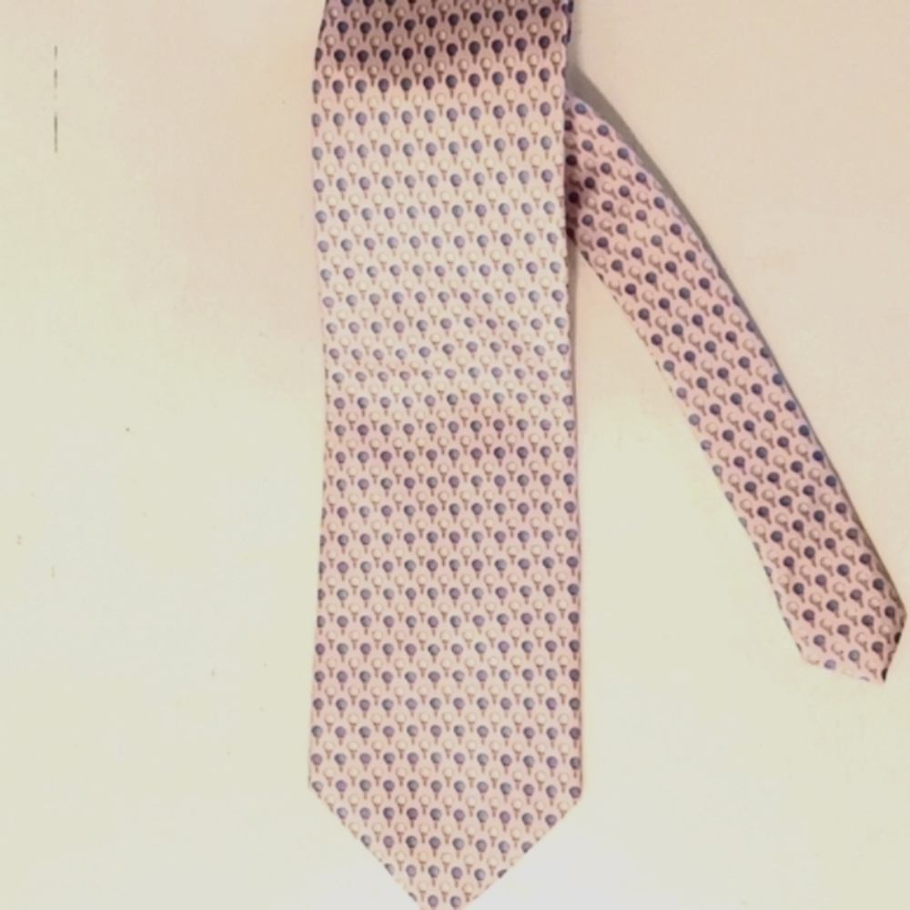 Men's Neck Tie 100% Silk Made in Italy, Golf Geometric Pattern Beaufort Tie Rack